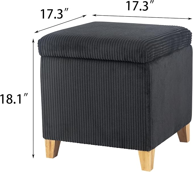 Adeco Faux Fur Storage Ottoman Cube, Upholstered Small Bench - Image 2