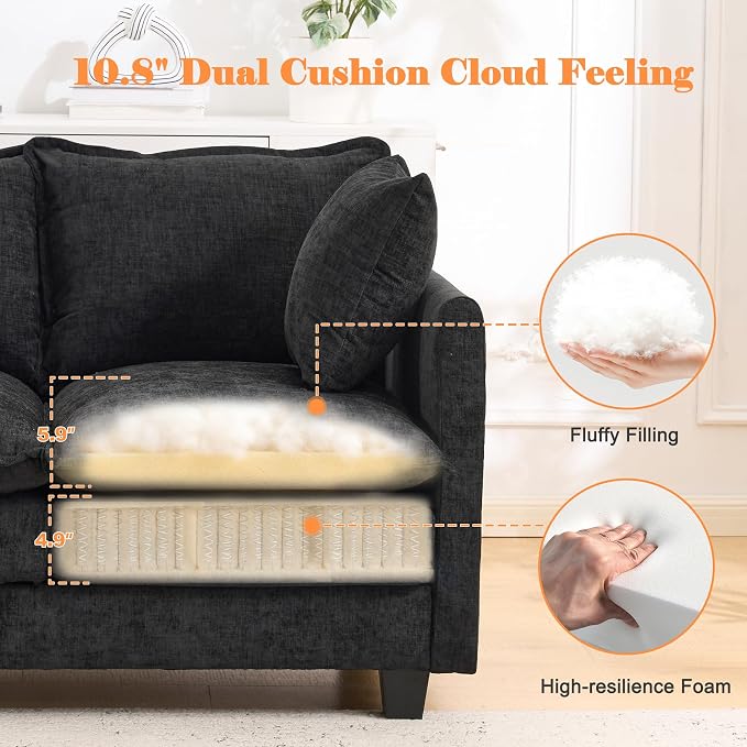Loveseat Sofa Cloud Sofa Couch 50'', Modern Loveseats 2 Seat Couch 27" Deep Seat - Image 3