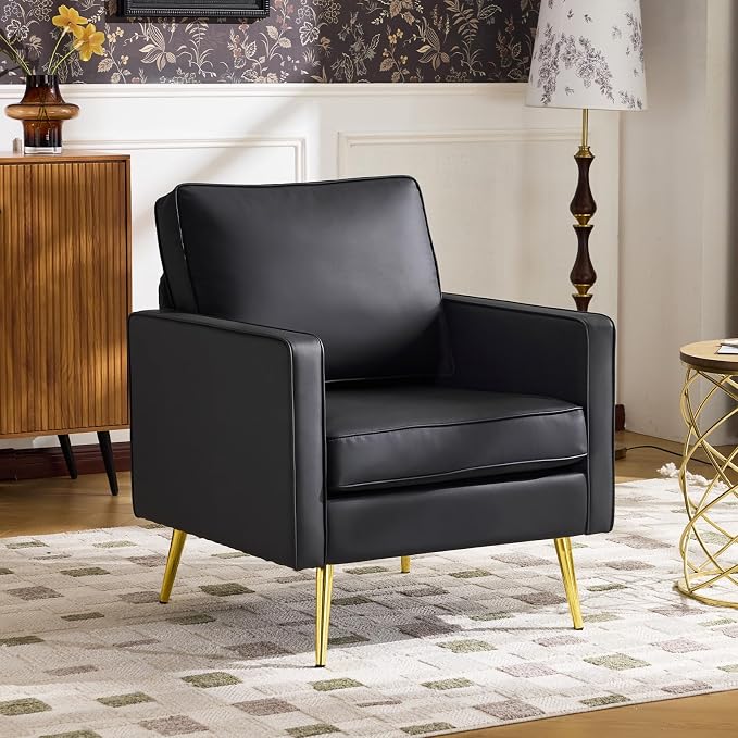 VINGLI Modern PU Leather Accent Chair, Single Sofa Chair by VINGLI