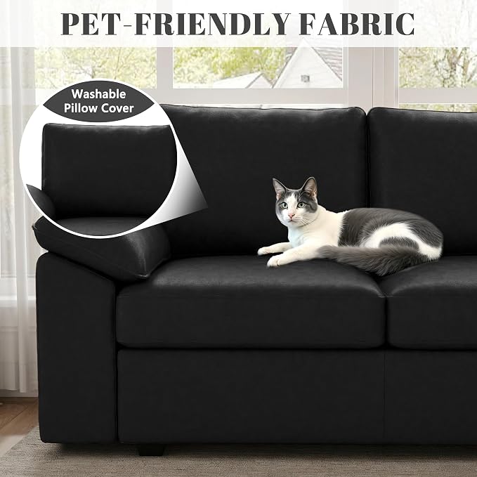 108 Inch Faux Leather Modular Sectional Sofa - Image 7