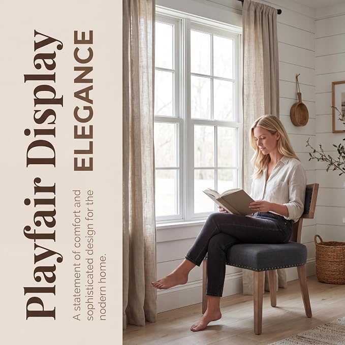 VESCASA Linen Upholstered Dining Chairs - Image 4