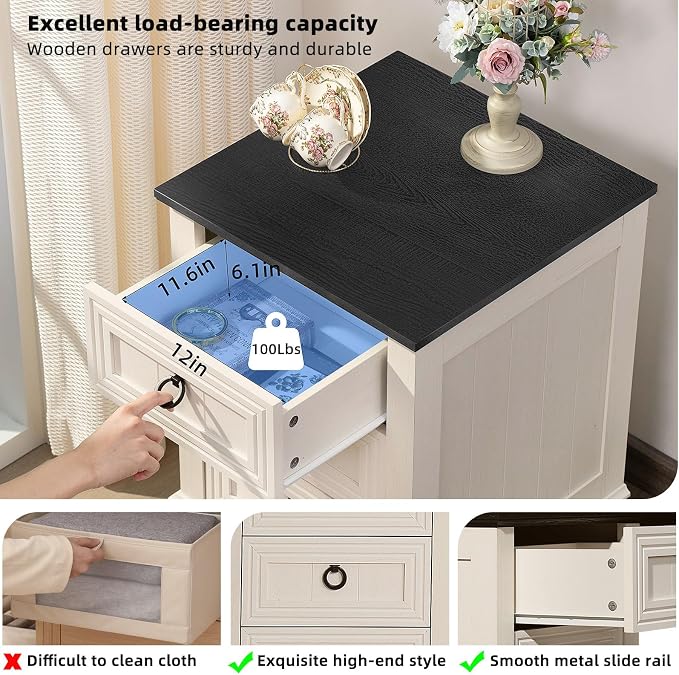 Joaxswe Farmhouse Night Stand Set of 2, Dresser - Image 8