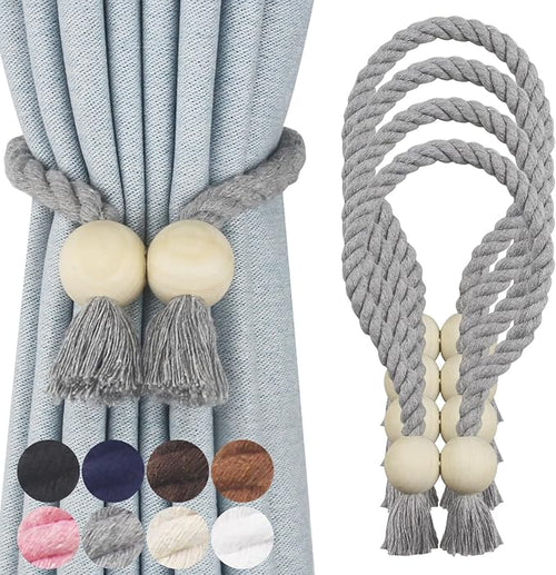 4 Pack Magnetic Curtain Tiebacks Cotton Hand Woven Tie Back Decorative Rope by CurtianTiebacks
