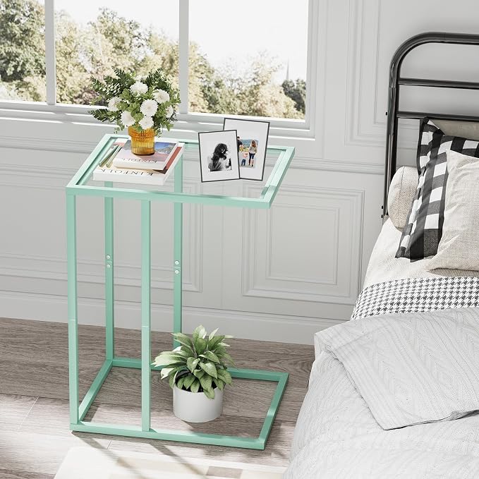 Easy Paws C Shaped Table, Glass Side End Table - Image 7