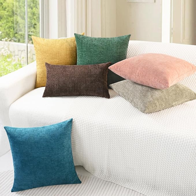 CaliTime Throw Pillow Covers Decorative 20 X 20 Inches Pack of 2 Cozy Chenille - Image 4
