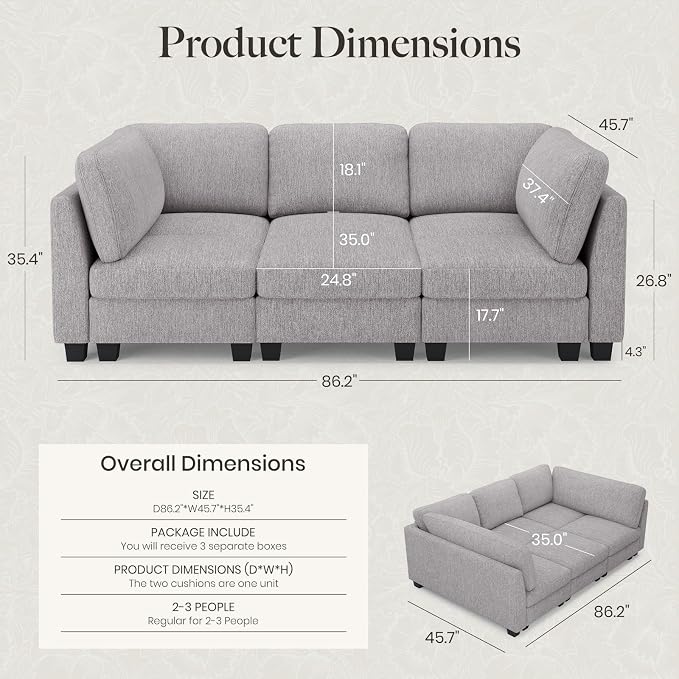 Belffin 86.2" Sectional Sleeper Sofa Bed - Image 2