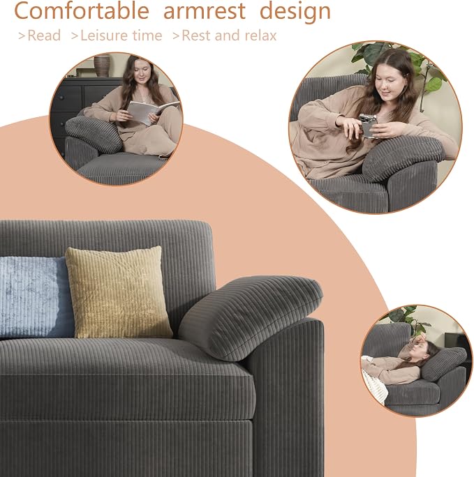 EASE MOOSE Comfty 2 Seat Couch, FSC Certified Modern Deep Seat Sectional Modular - Image 5