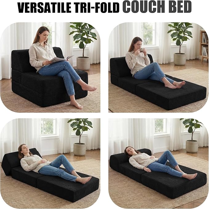 Kasunpul Folding Sofa Bed with Pillow, Memory Foam Fold Out Chair Bed, - Image 3