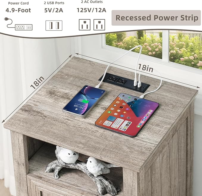 Joaxswe 18" Farmhouse Night Stands Set of 2 - Image 5