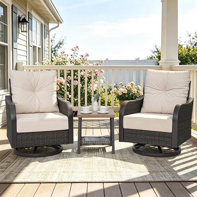 Outdoor Swivel Rocker Chairs, Wicker Swivel Rocking Chairs by COMLAXFIELD