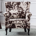 Mid Century Modern Accent Chair Upholstered Armchair Comfy Cowhide-Print Fabric by Janoray
