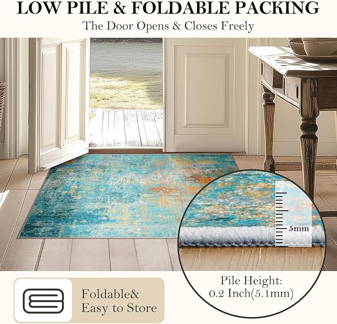 Washable Area Rugs 2'x6' Non-Slip Modern Abstract Soft - Image 5