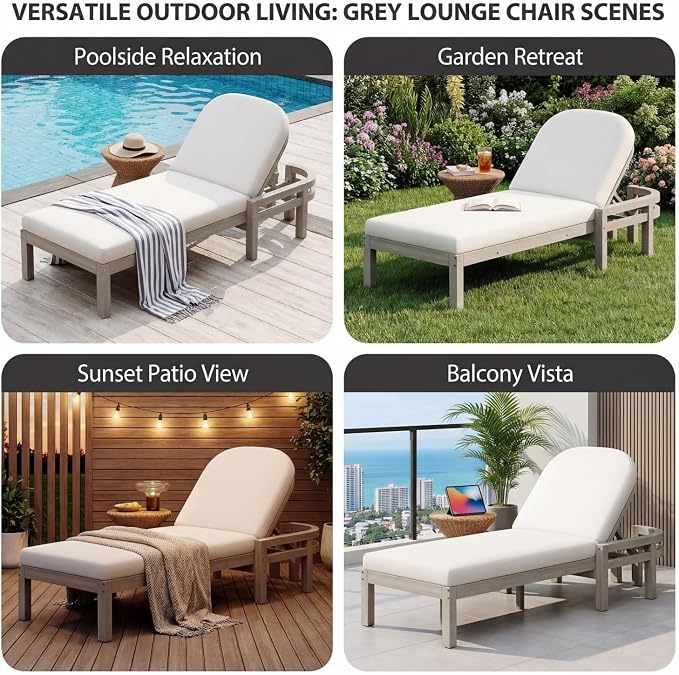 Outdoor Chaise Lounge Chair Set of 4, Patio Chaise Lounge Recliner - Image 4