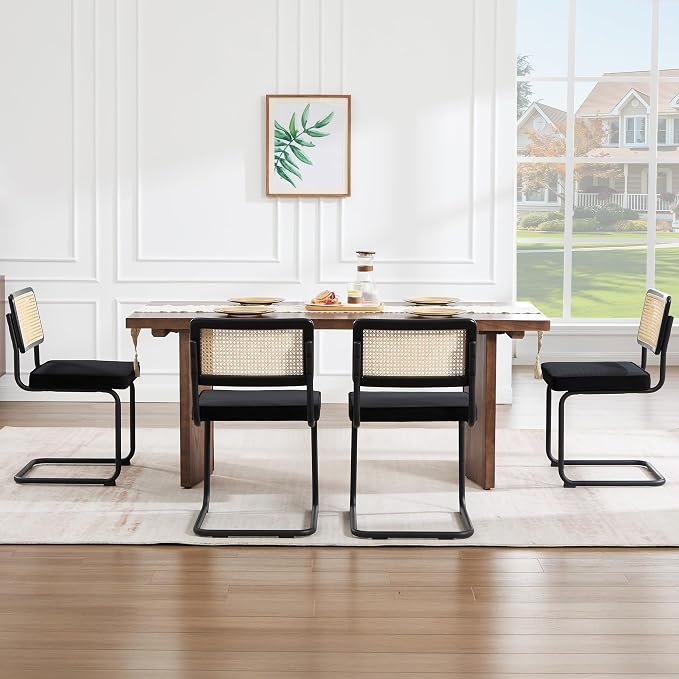 Zesthouse Natural Rattan Dining Chairs Set of 4, Modern Dining Room Chairs - Image 7