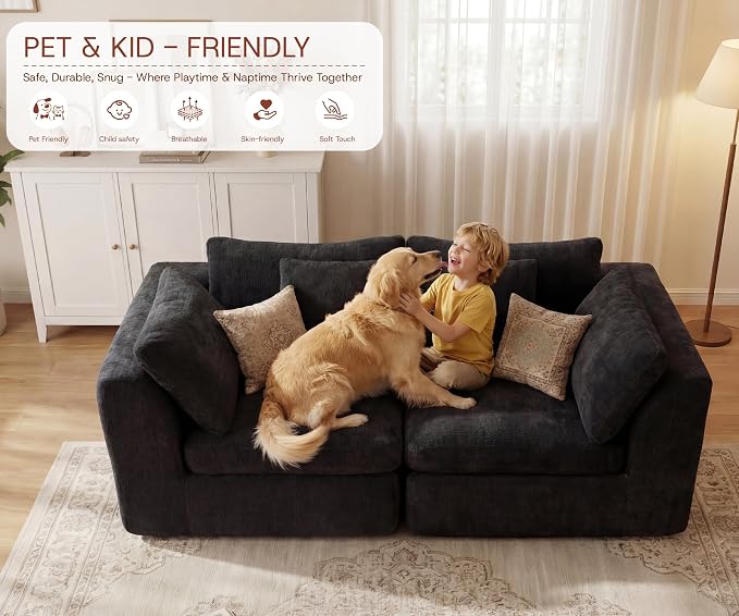 GRUSIGN 79'' Oversized Cloud Sectional Boneles Loveseat - Image 3