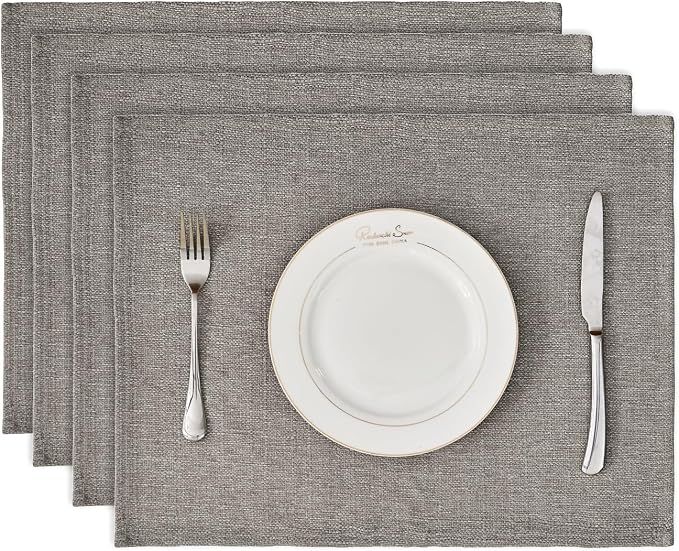 BALCONY & FALCON Placemats Set of 4 Faux Linen Cloth Place Mats Washable by BALCONYFALCON