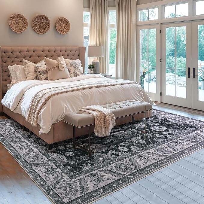 Area Rugs for Living Room, 4x6 Washable Rugs for Bedroom, Non-Slip Retro Floral - Image 6