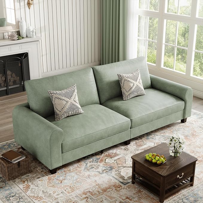 EASE MOOSE 88.5" Large Seat Faux Leather Loveseat Sofa, Waterproof and by EASEMOOSE