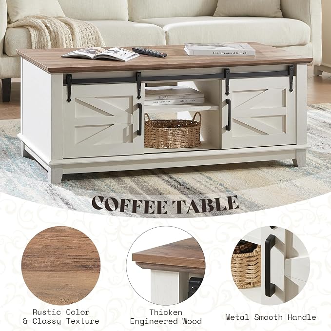 AMERLIFE Farmhouse 4-Piece Living Room Set, Entryway Console - Image 7