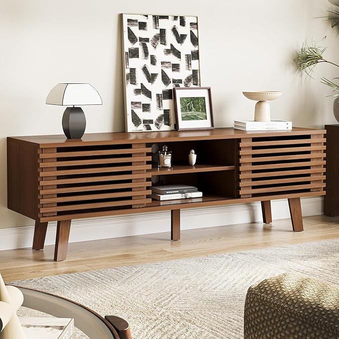 MAISONARIA Living Room Table Sets of 2, Mid Century Coffee Table & Dresser TV - Image 3