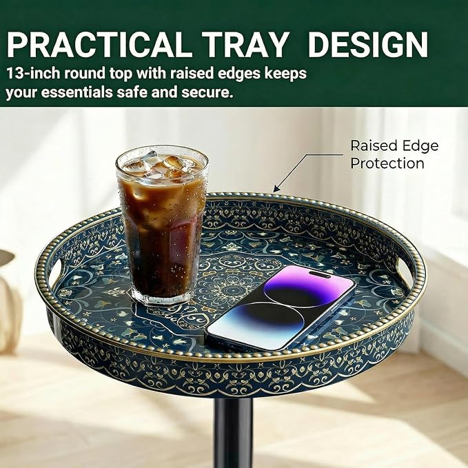 Gesodant Boho Single Leg Round Side Table - Image 6