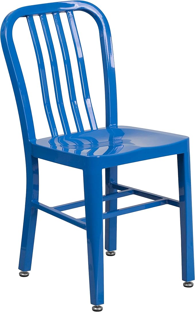 Flash Furniture Gael Commercial Grade 2 Pack Blue Metal Indoor-Outdoor Chair - Image 12