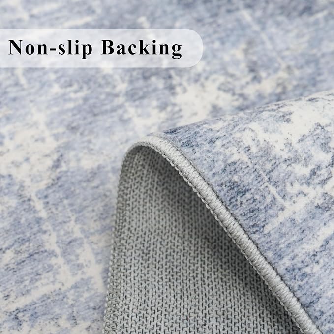 Washable Abstract 14ft Runner Rug: Non-Slip Low-Pile Rug Runner Soft Beside - Image 3