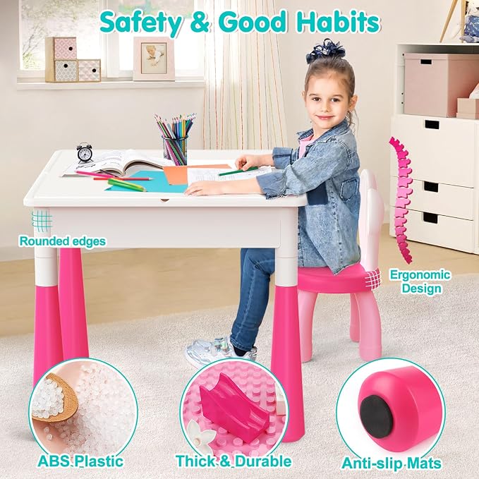 arscniek Toddlers Activity Table 7 in 1 Kids Activity Tables and Chairs Set - Image 6