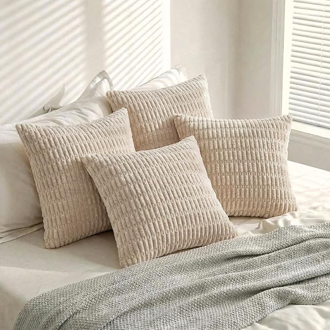 Fancy Homi 4 Packs Tan Decorative Throw Pillow Covers 26x26 Inch - Image 8