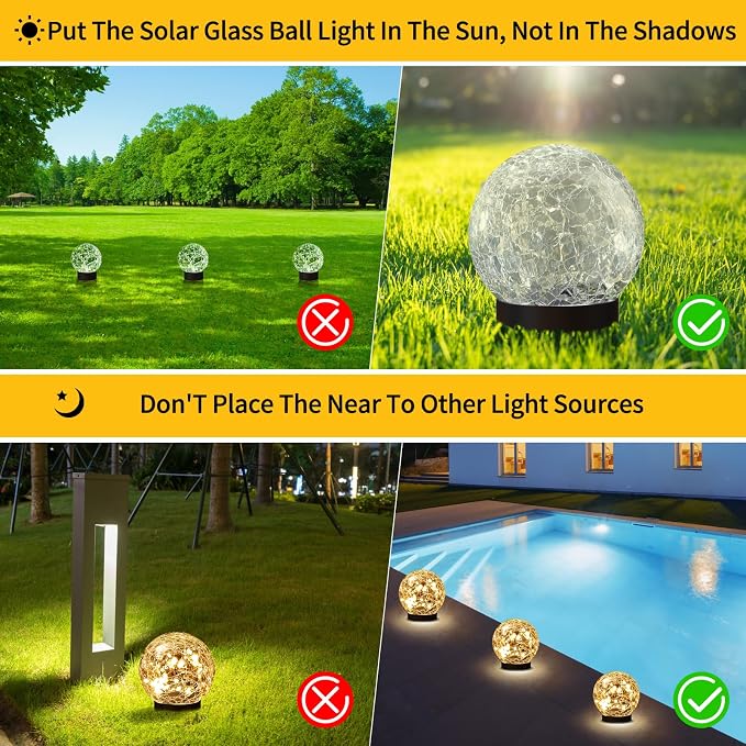 JKIMK Solar Globe Lights Outdoor Waterproof - Image 2