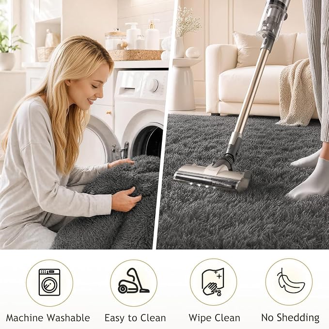 Ophanie Runner Rug for Hallway, 2x7 Washable Non-Slip Fluffy Soft Bedside Rugs - Image 4
