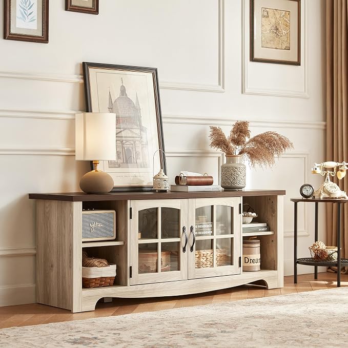 LINSY HOME Farmhouse TV Stand for 65 Inch TV, Wood Entertainment Center - Image 8