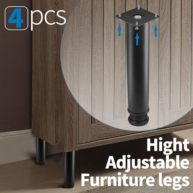 8 Inch Metal Furniture Legs Stainless Steel Adjustable Legs Black Metal Legs - Image 5