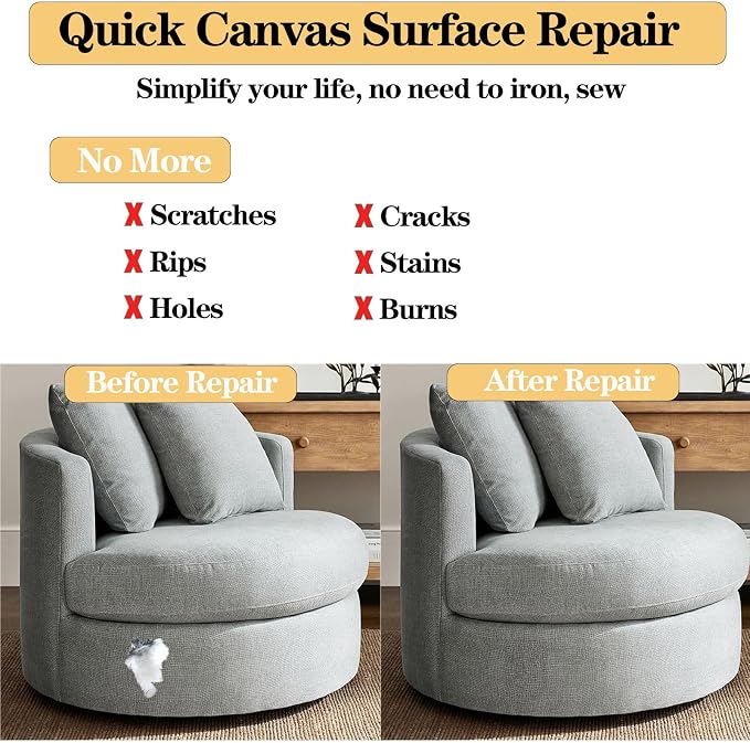 Canvas Repair Patch 8 x12 Inch, Self-Adhesive Waterproof Linen Repair Patches - Image 4