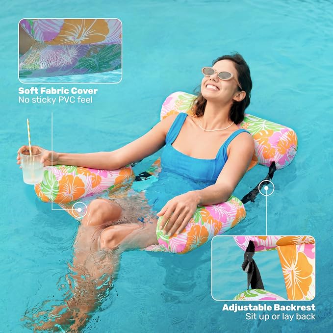 SLOOSH Inflatable Pool Floats Adult, 2 Packs Floating Lounge Chairs, Blow up - Image 3