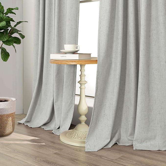 Light Grey Blackout Curtains 84 Inch Length 2 Panels - Image 8