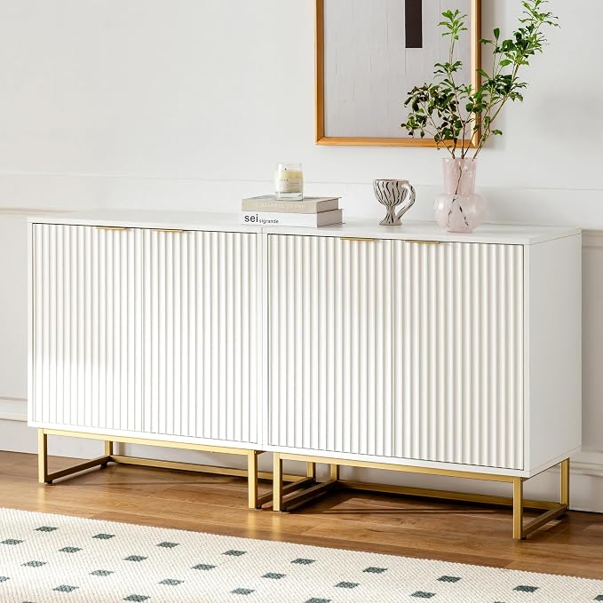 EYYTHUNG Fluted Cabinet with Storage, Sideboard Buffet Cabinet with Adjustable - Image 9