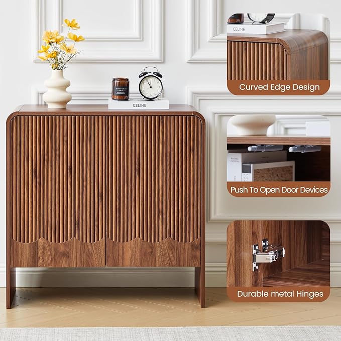 FurSch Fluted Sideboard Buffet Cabinet, Mid Century Modern Storage Cabinet - Image 6