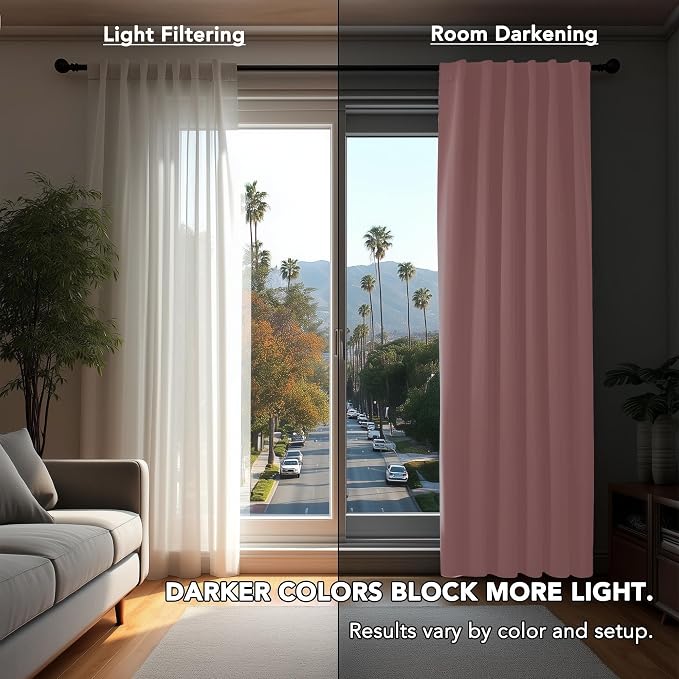 Deconovo Blackout Curtains, Thermal Insulated, W42 x L63 2 Panels, Back Tab - Image 3