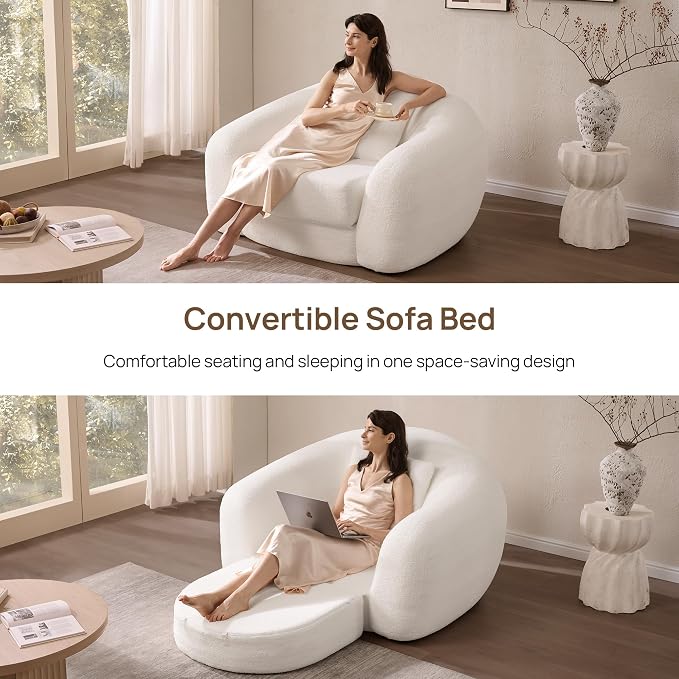 SICOTAS 90.6" Curved Convertible Sofa Couch Bed - Image 4