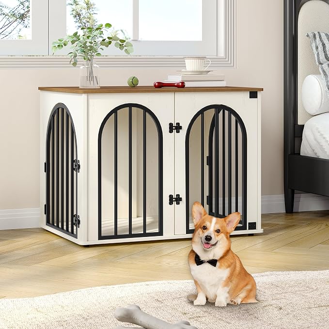 Hzuaneri 31.5'' Wooden Dog Crate Furniture, Indoor Dog Kennel Dogs Cage - Image 3