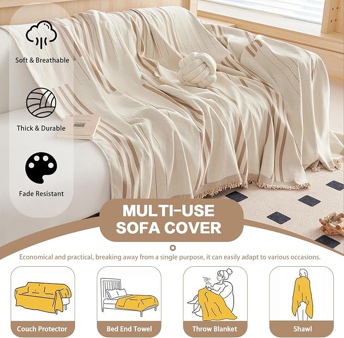 DREAMINGO Couch Cover for Sofa, Chenille Couch Cover Blanket, Washable Sofa - Image 6
