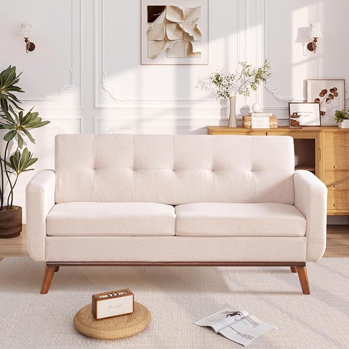 Kingfun 65" W Loveseat Sofa, Mid Century Modern Decor Love Seat Couches - Image 3