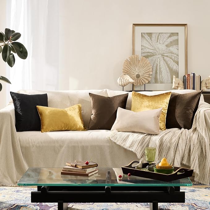 GIGIZAZA Brown Velvet Pillow Covers 26x26, Square Solid Throw Pillow Covers - Image 8