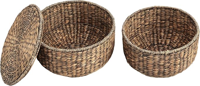 happimess SAT1000B Bhola 18" Hourglass Handwoven Hyacinth Storage Accent Table - Image 6