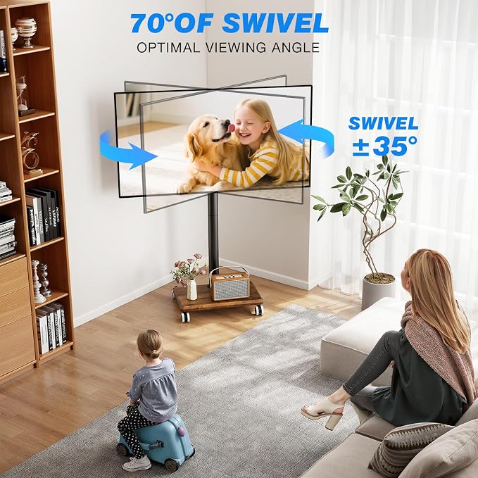 Rfiver Rolling TV Stand for 32 to 55 60 Inch TVs up to 88lbs, Height Adjustable - Image 6
