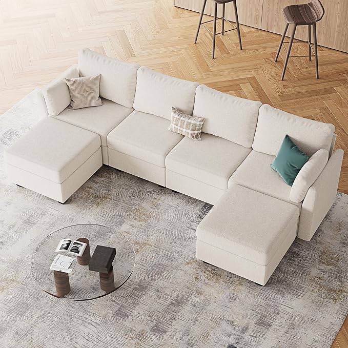 Huatean Home 114.17" Modular Sectional Sofa, 6 Seat Modular Couch - Image 6