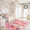 Pink Floral Girls Room Rug 5x7, Non-Slip Washable Rugs by WelcometoBabovid