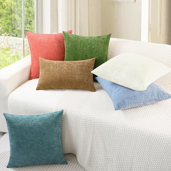 CaliTime Throw Pillow Covers Decorative 16 X 26 Inches Pack of 2 Cozy Chenille - Image 4