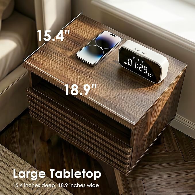AODK 18.9" Wide Fluted Nightstand Set of 2, End Table - Image 5